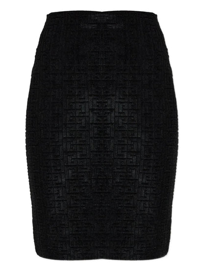 Balmain Monogram Patterned Midi Skirt Black black