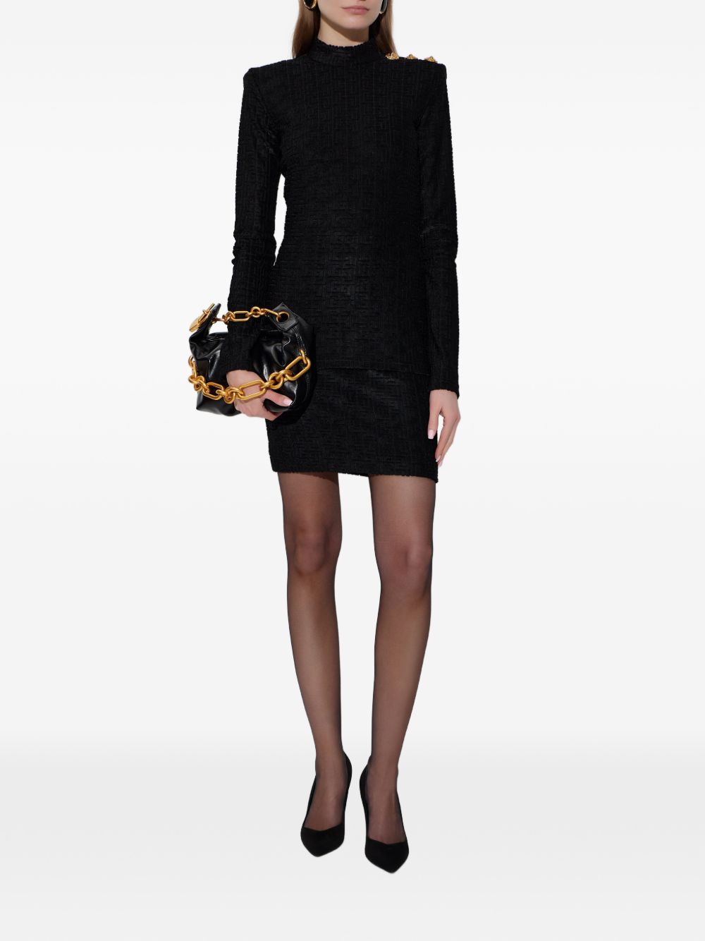 Balmain Monogram Patterned Midi Skirt Black black