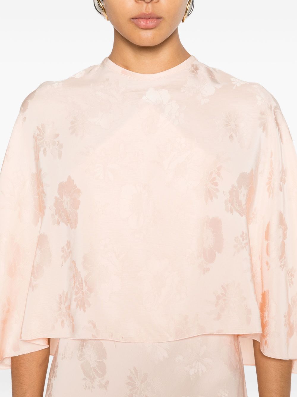 Forte Forte Floral Cape Long Dress Powder