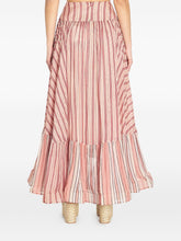 Zimmermann Striped Asymmetric Midi Skirt Red