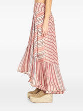 Zimmermann Striped Asymmetric Midi Skirt Red