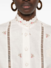 Zimmermann Floral Linen Button Shirt Beige