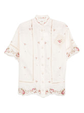 Zimmermann Floral Linen Button Shirt Beige