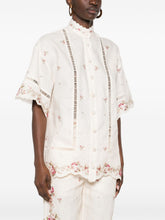 Zimmermann Floral Linen Button Shirt Beige