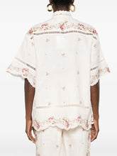 Zimmermann Floral Linen Button Shirt Beige