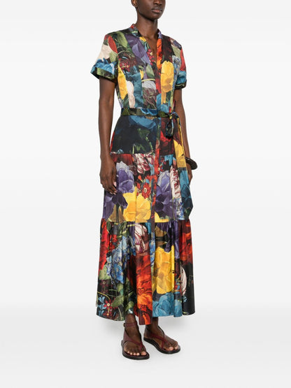 Alice + Olivia Floral Print Midi Dress MultiColour