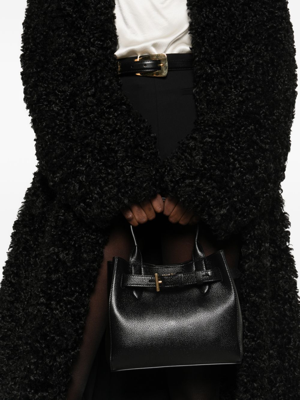 Tom Ford Audrey Small Leather Tote Black