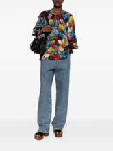 Alice + Olivia Floral Print Ruffled Blouse Blue