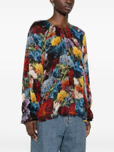 Alice + Olivia Floral Print Ruffled Blouse Blue