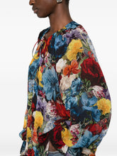 Alice + Olivia Floral Print Ruffled Blouse Blue