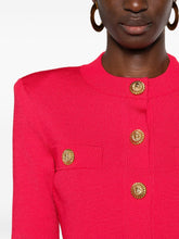 Balmain Crewneck Cardigan Gold Buttons Fuchsia