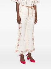 Zimmermann Floral Embroidered Linen Trousers Beige