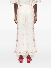 Zimmermann Floral Embroidered Linen Trousers Beige