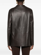 Emporio Armani Double-Breasted Leather Blazer Brown