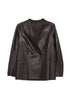 Emporio Armani Double-Breasted Leather Blazer Brown