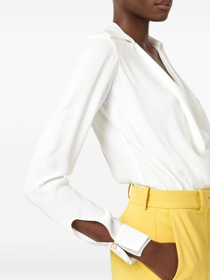 Elisabetta Franchi Structured Draped Bodysuit Ivory ivory