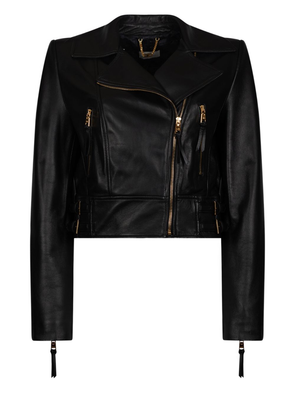 Elisabetta Franchi Zip-Detail Leather Jacket Black