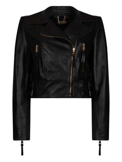 Elisabetta Franchi Zip-Detail Leather Jacket Black