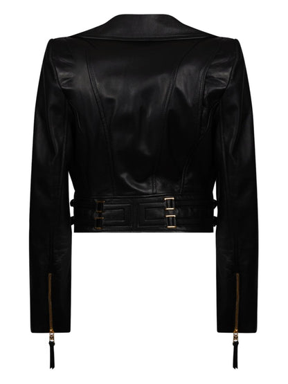 Elisabetta Franchi Zip-Detail Leather Jacket Black