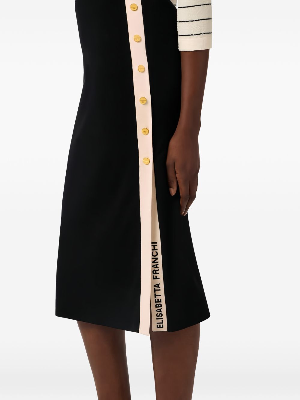 Elisabetta Franchi Knitted Midi Side Slit Skirt Black