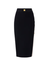 Elisabetta Franchi Knitted Midi Side Slit Skirt Black