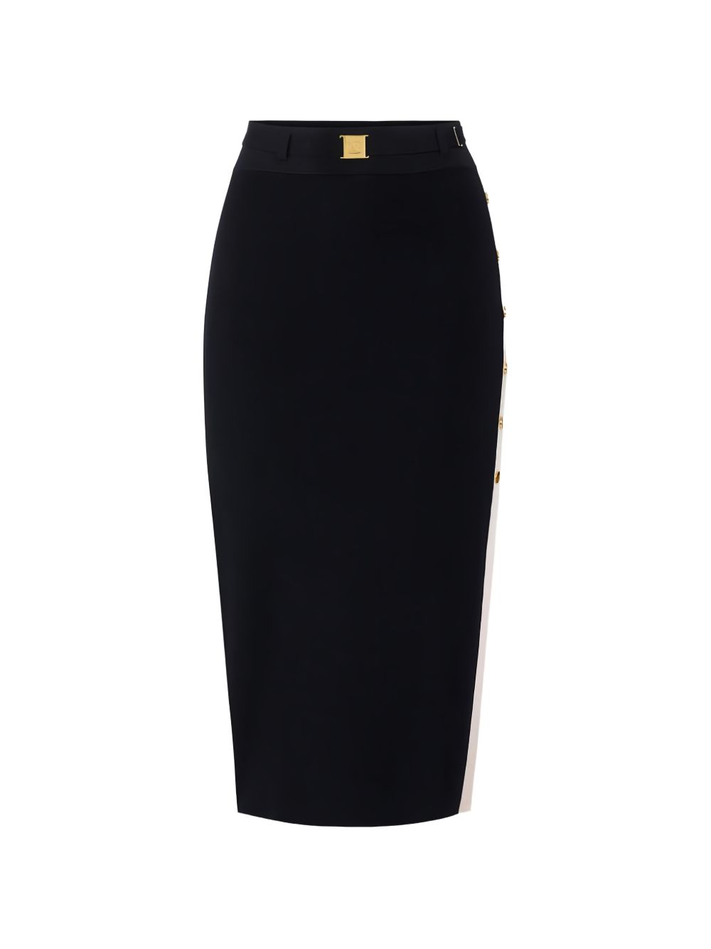 Elisabetta Franchi Knitted Midi Side Slit Skirt Black