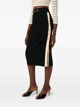 Elisabetta Franchi Knitted Midi Side Slit Skirt Black