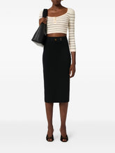 Elisabetta Franchi Knitted Midi Side Slit Skirt Black