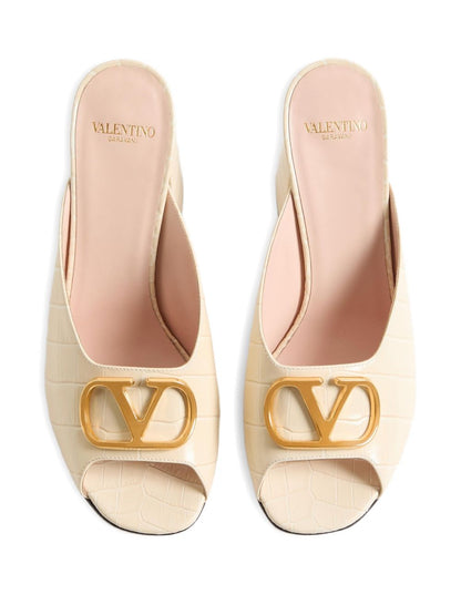 Valentino Garavani Vlogo Signature Leather Mules - White