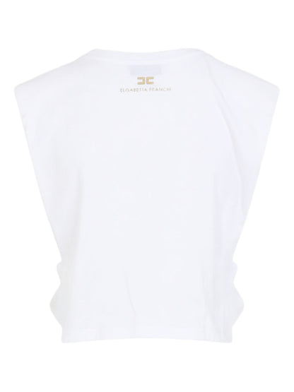 Elisabetta Franchi Knot Detail Cotton Top White