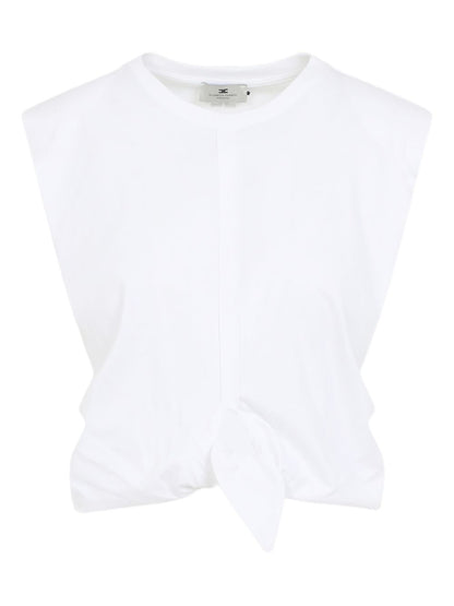 Elisabetta Franchi Knot Detail Cotton Top White