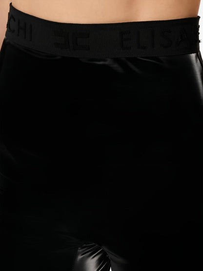 Elisabetta Franchi High-Waisted Logo Leggings Black