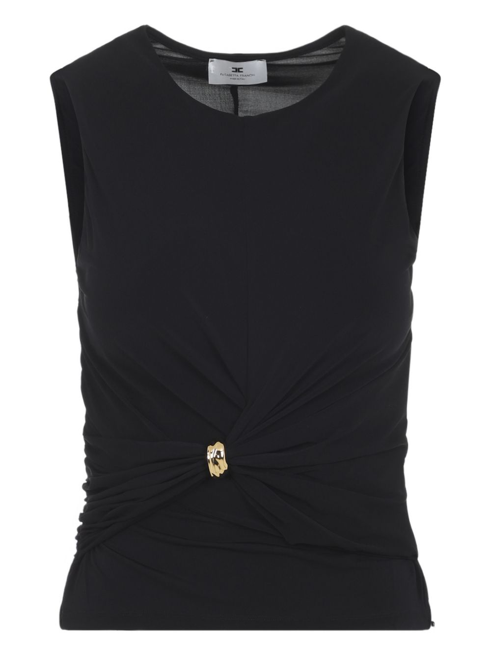 Elisabetta Franchi Ruched Sleeveless Top Black