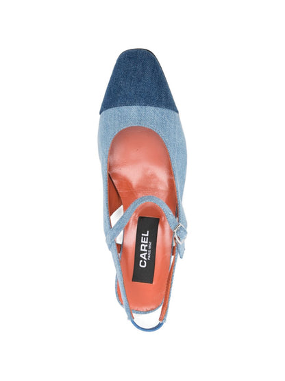 Carel Paris Flat Slingback Jeans Ballet Clear Blue