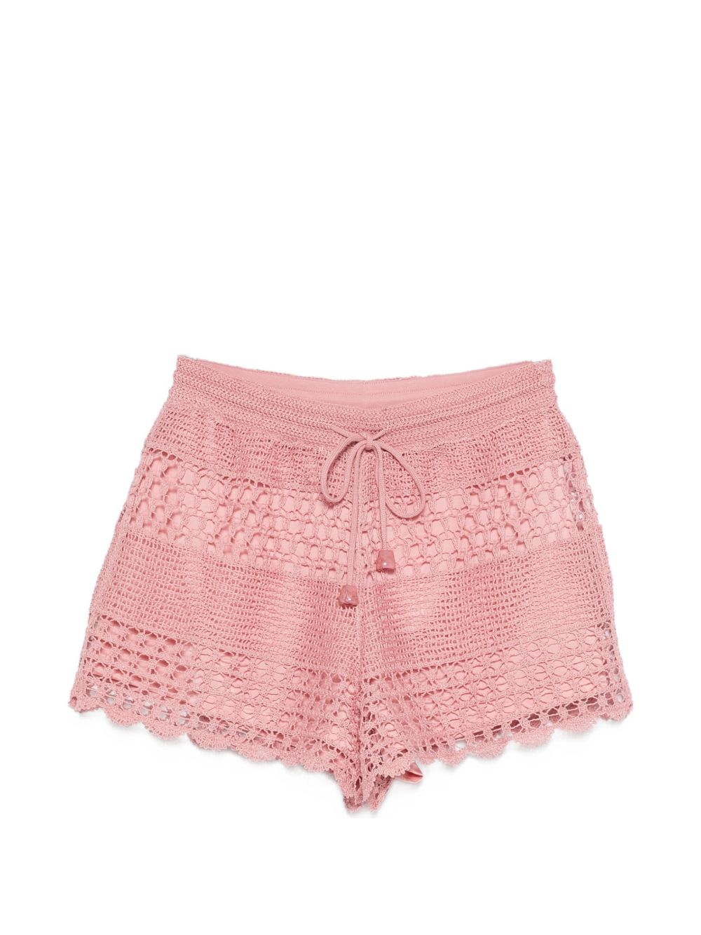 Zimmermann Crochet Cotton Scalloped Shorts Pink