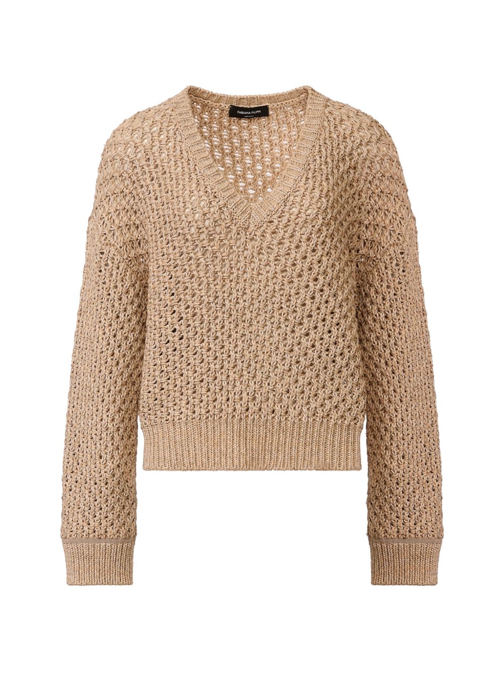 Fabiana Filippi V-neck Cotton Sweater Ivory