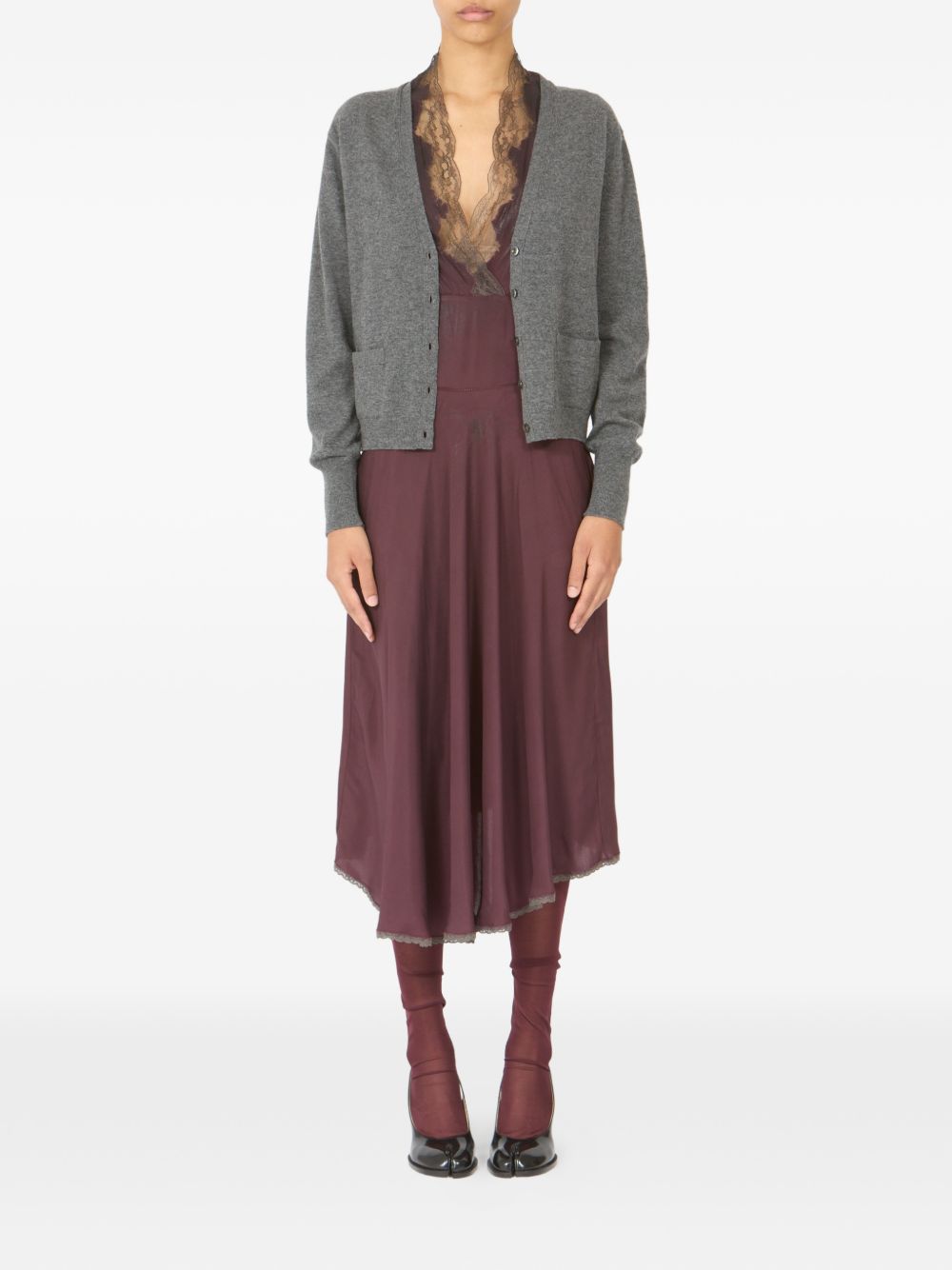 Maison Margiela Wool V-Neck Cardigan Grey