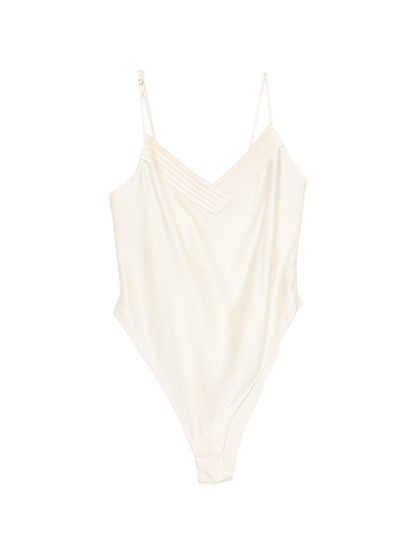 Forte Forte Silk Satin Bodysuit White