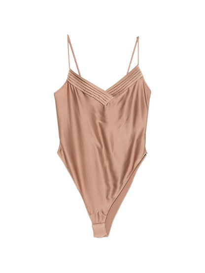 Forte Forte Silk Satin Bodysuit Brown