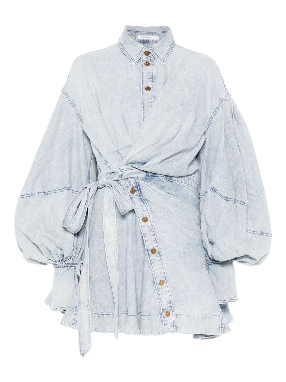 Zimmermann Rebellion Denim Mini Dress Clear Blue