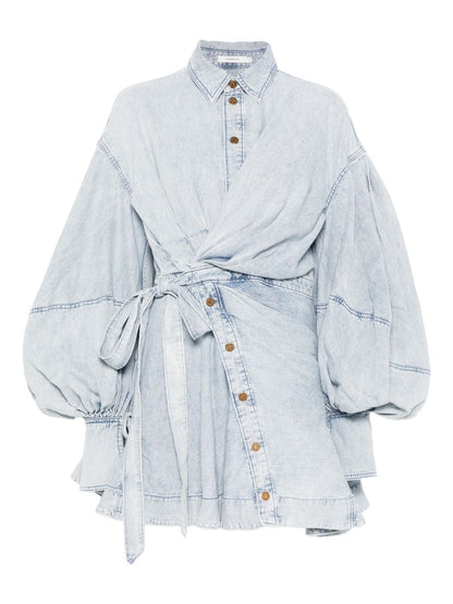 Zimmermann Rebellion Denim Mini Dress Clear Blue