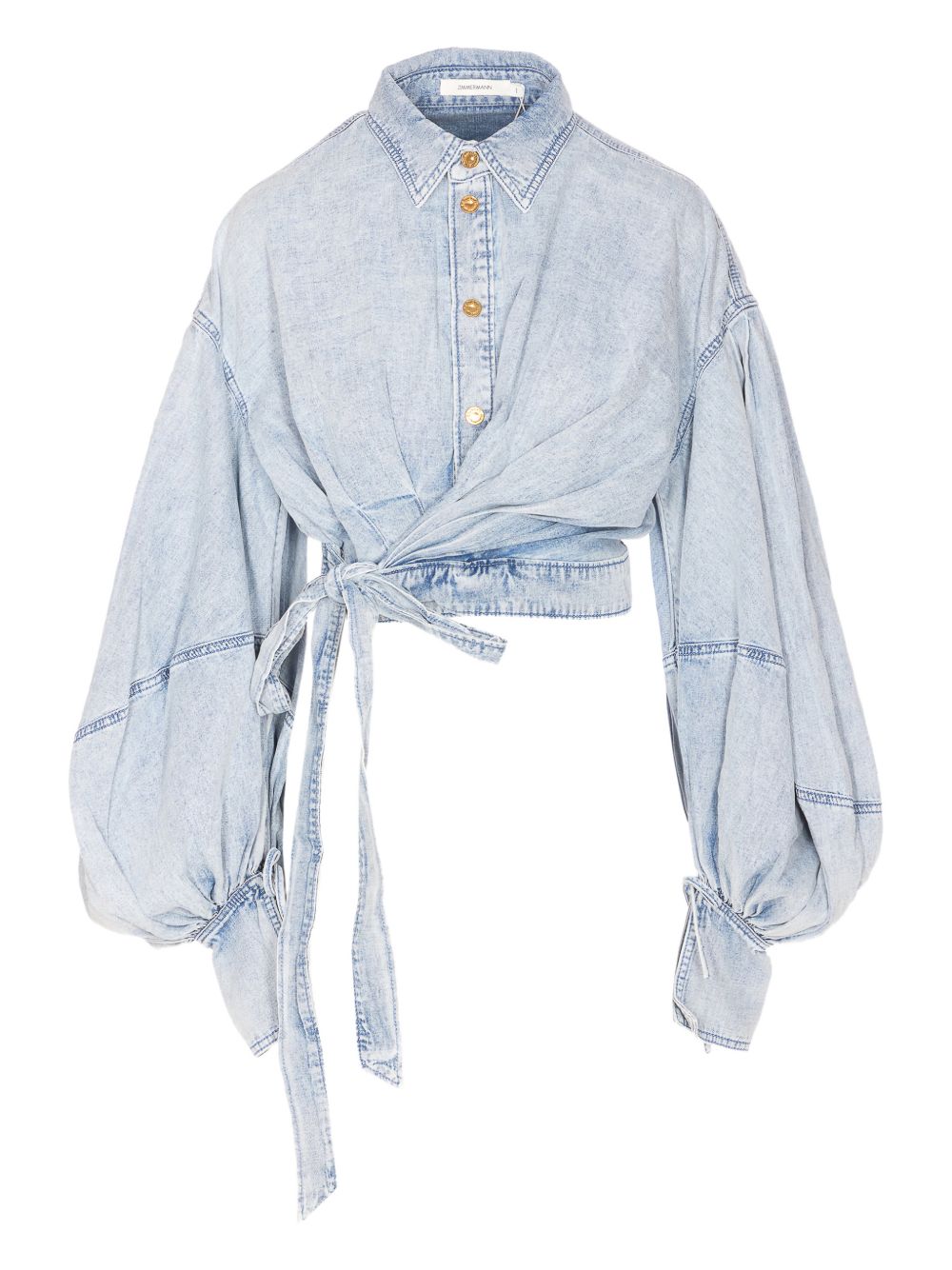 Zimmermann Rebellion Denim Tie Shirt Clear Blue
