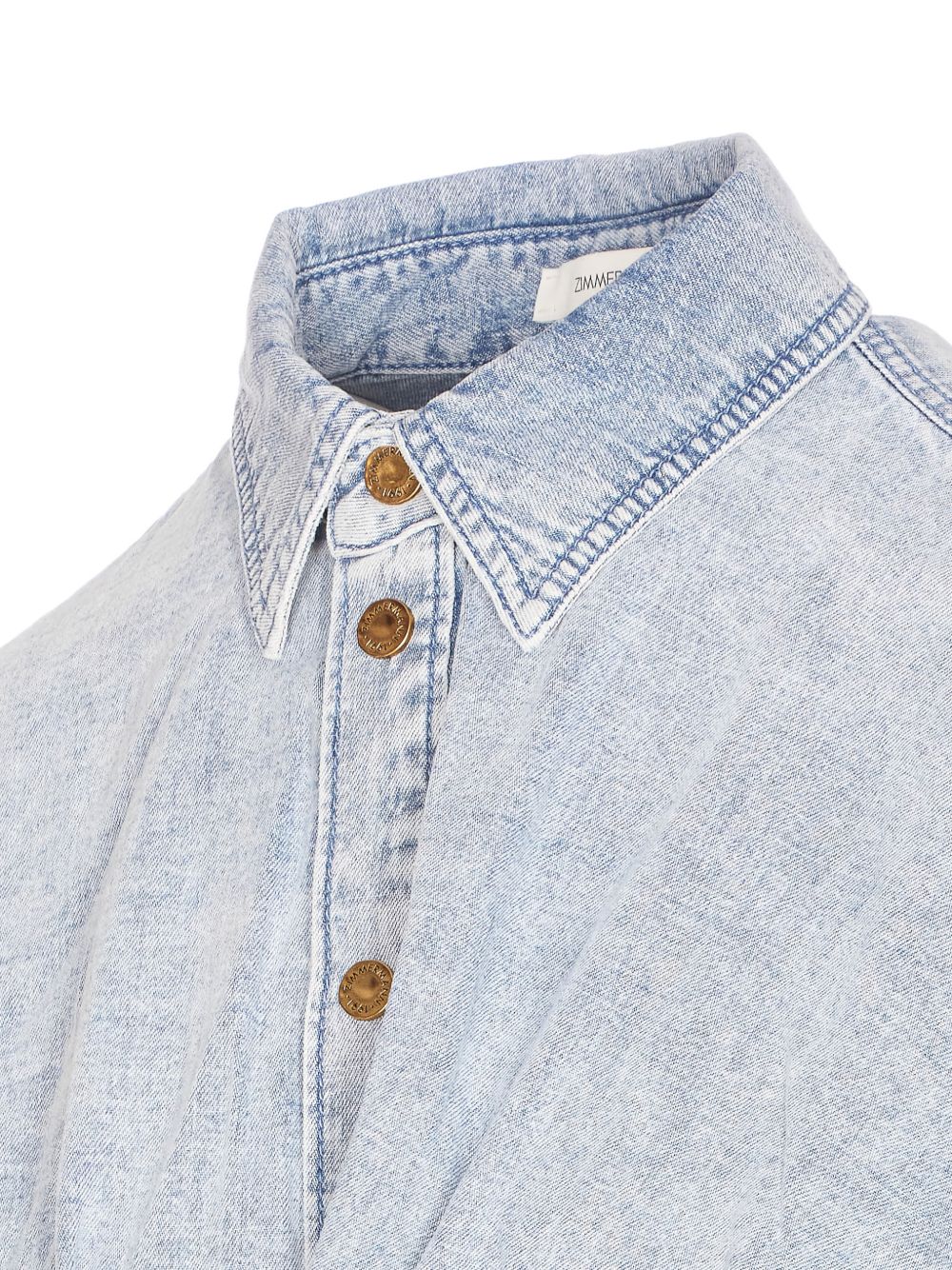 Zimmermann Rebellion Denim Tie Shirt Clear Blue
