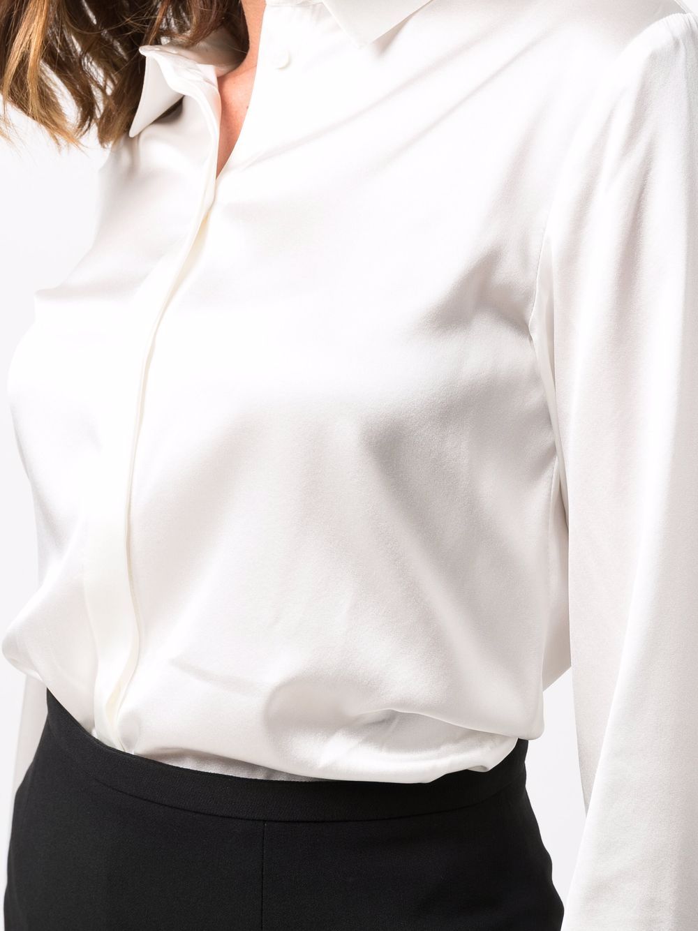 Emporio Armani Long-Sleeve Silk Shirt White