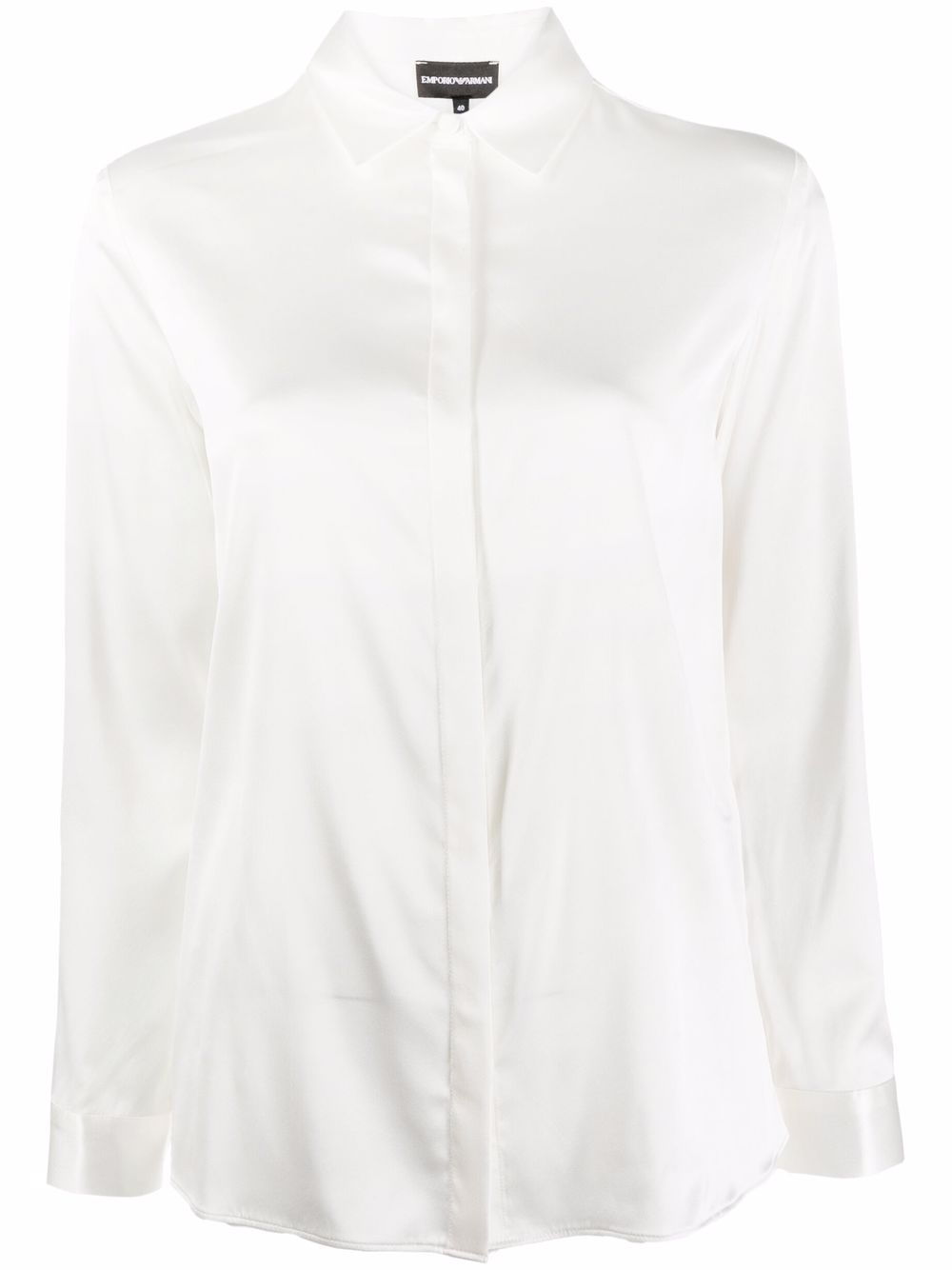 Emporio Armani Long-Sleeve Silk Shirt White
