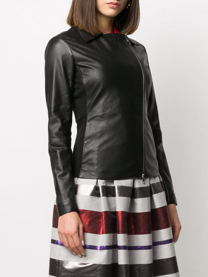Emporio Armani Lambskin Biker Jacket Black