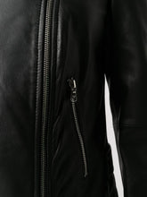 Emporio Armani Zipped Leather Biker Jacket Black