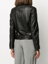 Emporio Armani Zipped Leather Biker Jacket Black
