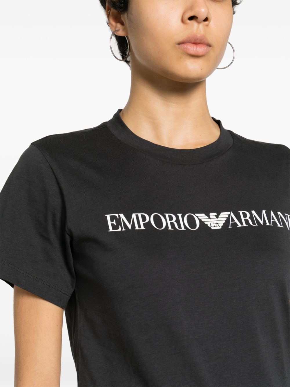 Emporio Armani Logo Cotton Crewneck T-Shirt Blue