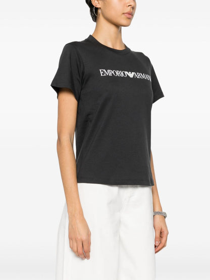 Emporio Armani Logo Cotton Crewneck T-Shirt Blue